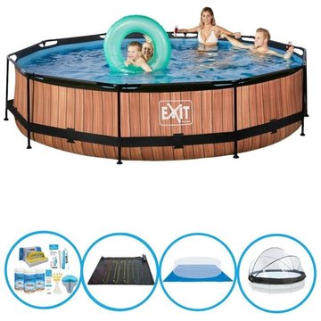 EXIT Piscine Timber Style - ø360x76 cm - Frame Pool - Plus d'accessoires - Brun