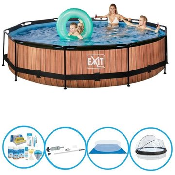 Exit - Piscine Timber Style - ø360x76 cm - Frame Pool - Avec accessoires - Brun