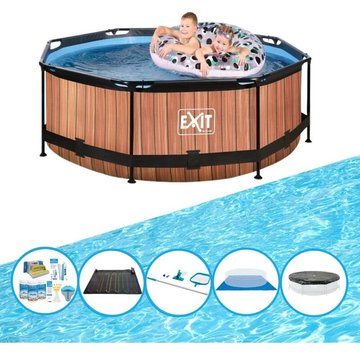 Exit - Piscine Timber Style - Frame Pool ø244x76cm - Accessoires inclus - Brun