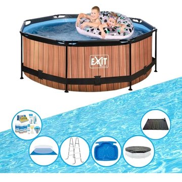 Exit - Piscine Timber Style - Frame Pool ø244x76cm - Ensemble de piscine - Brun