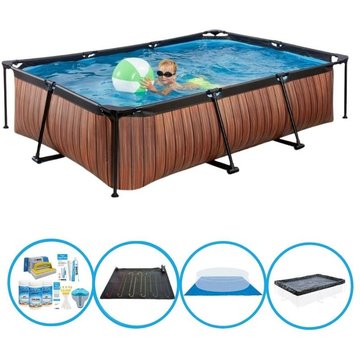 EXIT Piscine Timber Style - Piscine Frame Pool 300x200x65 cm - Avec accessoires - Brun