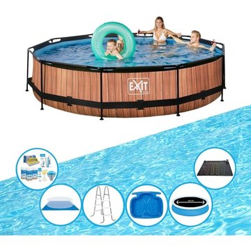 Exit - Piscine Timber Style - Frame Pool ø360x76 cm - Accessoires inclus - Brun
