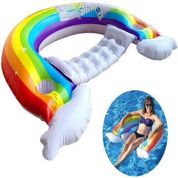 Leisei - Fauteuil inclinable gonflable arc-en-ciel piscine, canapé d'eau pliant lit flottant gonflable de piscine