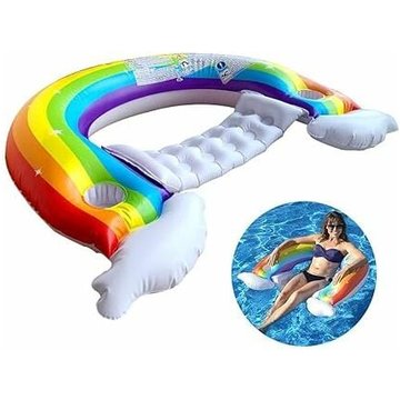 LEISEI - Fauteuil Inclinable Gonflable Arc-en-Ciel, Canapé d'eau Pliant, Lit Flottant Gonflable de Piscine, Flotteur de Natation de Piscine