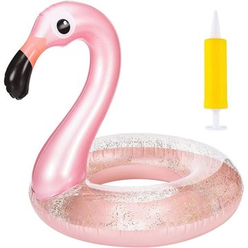 Flamant Rose Gonflable, Bouée Flamant Rose Glitter, Géant Flamant Adulte Flottante Gonflable Anneau de Natation d'été Jouet Mignon pour la Partie