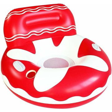 Lit flottant gonflable WAHAISON en PVC pour piscine - Hamac à eau, matelas flottant (Rouge, 105x105x70cm)