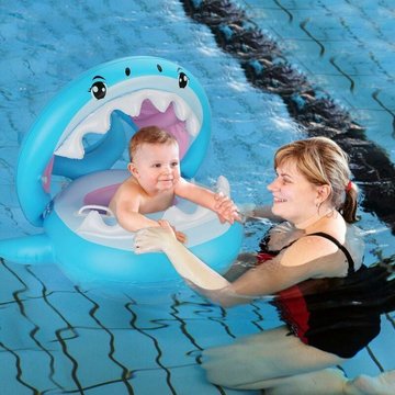 Tantue - Flotteur de natation de flotteur de piscine de bébé avec l'anneau de bain gonflable de flotteur d'auvent pour des enfants âgés de 9-36 mois