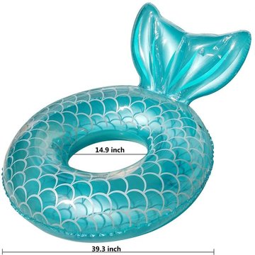 Flotteur de piscine SONIATKIA : Sirène, anneau de natation gonflable, lit flottant, tubes de queue de sirène à paillettes pour fête aquatique