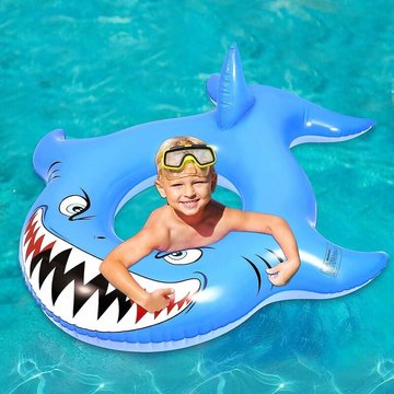 Flotteur de piscine gonflable en forme de requin WAHAISON - Pour l'été, la plage, la natation - Jouet pour adultes et enfants 120cm
