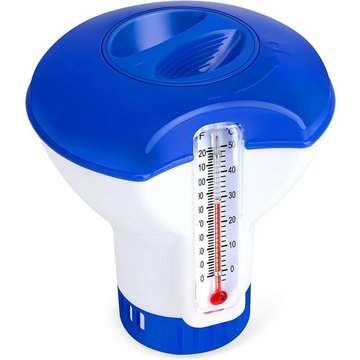 Flotteur doseur de piscine de 5 pouces, distributeur de chlore flottant avec thermomètre et ouvertures de ventilation réglables, accessoires de