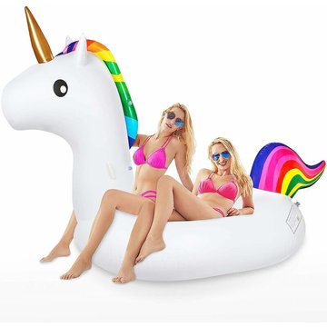 Géant Bouée Licorne WAHAISON, Bouée Licorne Gonflable, Jouets de Piscine et Plage, Océan d'Été Adapté pour Adultes et Enfants - 200 cm