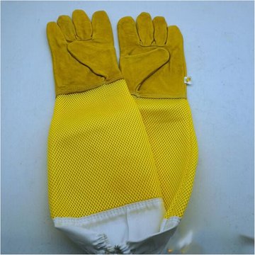 Gants Anti-abeille en maille respirante, en peau de mouton jaune, pour apiculteur, fournitures de ruche,Bee glove