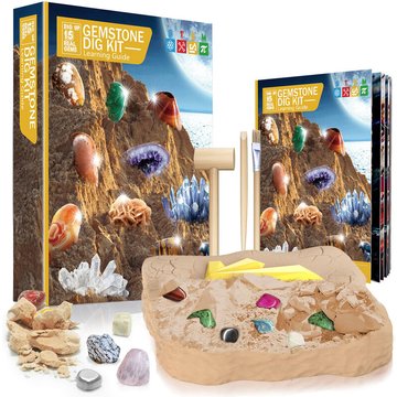 Gem Digging Kit, diy Toy Science Kit - Creusez 15 véritables pierres précieuses uniques, roches, Creusez des cadeaux uniques, Archéologie - Meilleurs