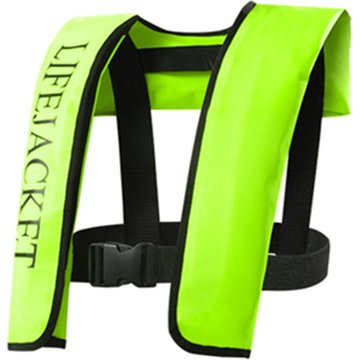 Gilet De Sauvetage Gonflable Manuellement, Gilet De Sauvetage De Peche De Natation De Sports Nautiques (Sans Cylindre) Vert Fluo