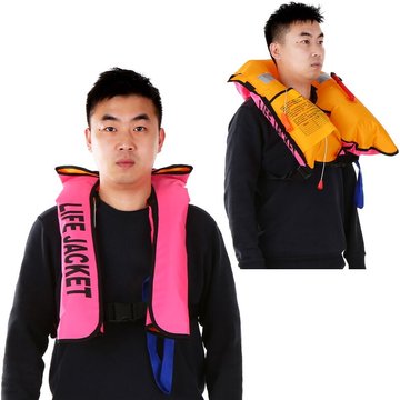 Gilet De Sauvetage Gonflable Manuellement, Gilet De Sauvetage De Peche De Natation De Sports Nautiques (Sans Cylindre) Rose Rouge