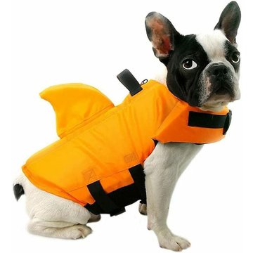 Monly - Gilet de Sauvetage pour Chien Gilet de Securité Chiot Animaux de Compagnie Réglable Maillot de Bain avec Aileron de Requin (xs, Orange)