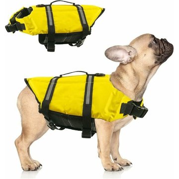 Gilets de Sauvetage ER-SIICE pour Chiens et Piscine, Gilet de Flottaison Animaux Natation Réglable avec Poignée, Dog Life Jacket Veste de Sécurité Réfléchissante, XS
