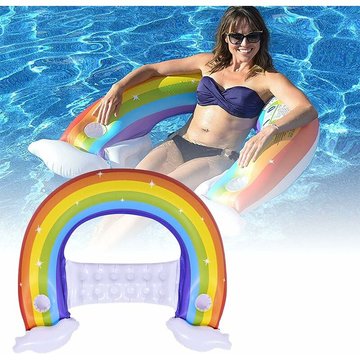 Gonflable, Rangée Flottante Gonflable, Siège gonflable arc-en-ciel Rangée flottante, Piscine WAHAISON pour Un lit Flottant Adulte 148x99cm