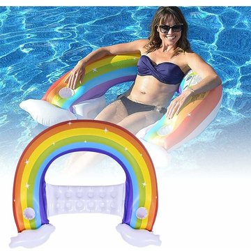 Gonflable, Rangée Flottante Gonflable WAHAISON, Siège gonflable arc-en-ciel Rangée flottante piscine, pour un lit flottant adulte 148x99cm