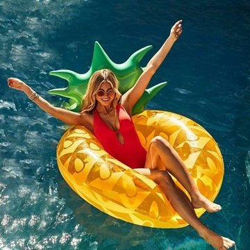 Thsinde - Grand Bouée Gonflable Ananas pour Fêtes de Piscine, Jouet Gonflable d'été, Jouet Fêtes de Piscine avec vannes Rapide