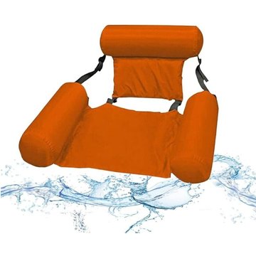 Enlenk - Hamac de piscine 4 en 1 ultra confort - Matelas pneumatique flottant pliable - Dossier de piscine - Fauteuil inclinable - Orange