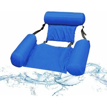 Hamac de piscine WAHAISON 4 en 1 ultra confortable - Matelas gonflable flottant et pliable - Dossier de piscine - Chaise de salon (Bleu - Dossier avec panneau)