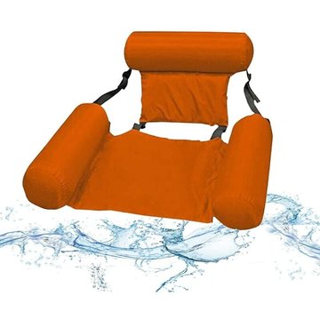 Hamac de piscine 4 en 1 ultra confortable - Matelas gonflable flottant et pliable - Dossier de piscine - Chaise de salon (Orange - Dossier avec
