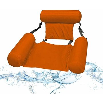 Hamac de piscine WAHAISON 4 en 1 ultra confortable - Matelas gonflable flottant et pliable - Dossier de piscine - Chaise de salon (Orange - Dossier avec