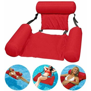 Hamac de Piscine KINARITO Fauteuil Inclinable Flottant Chaise Gonflable de Piscine Hamac d'eau Flottant Pliable Hamac Flottant Inclinable pour Adulte - Rouge