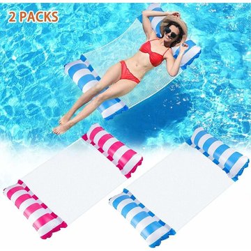 Hamac Flottant ERSANDY 2 Pcs, Flotteur Gonflable Piscine 4-en-1, Hamac d'eau Multi-Usage Pliable, Hamac Flottant Portable Ultraléger pour Piscine