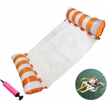 Hamac gonflable WAHAISON (Orange rayé) 131x128cm avant gonflage pour piscine