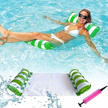 Tanabata - Hamac Gonflable Piscine, Matelas Gonflable Flottant, Lit d'eau Piscine avec la Pompe Manuelle, Hamac d'eau Multi Usage, Pliable Hamac