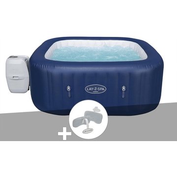 Kit spa gonflable Bestway Lay-Z-Spa Hawaii carré Airjet 4/6 places + 2 appuie-têtes - Bleu