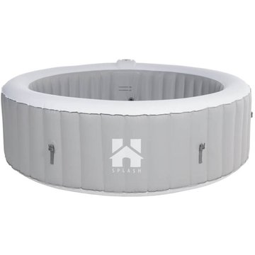 Home Deluxe - Spa bain à remous extérieur avec coussin, porte-gobelet et auvent splash - Ø208 cm 6 personnes Couleur : gris, caractéristiques : avec