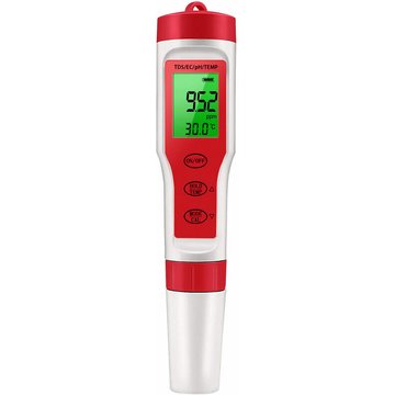 TUMALAGIA Indicateur de qualité de l'eau de piscine portable 4-en-1 pH, total des solides dissous, détecteur de température, EC, stylo de test multifonctionnel avec affichage