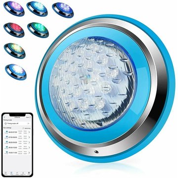 Deckon - Installez Directement sous L'eau 12W 12V led Piscine Submersible 18*3W rgb led Chips Lampe sous Marine Bluetooth app Contrôle Lampes de