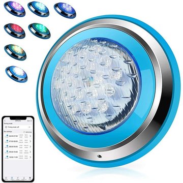 Installez Directement sous L'eau 12W 12V LED Piscine Submersible 18*3W RGB LED Chips Lampe sous Marine Bluetooth APP Contrôle Lampes de Piscine IP68