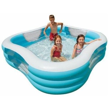 Intex Piscine - Jeu d'eau et de plage - Piscine Carrée - Hublot - 57495FR