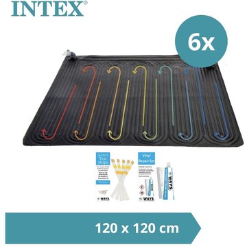 Intex Piscine - Chauffage de piscine - 6x Solarmat & Kit de réparation Ways et bandes de test - blanc