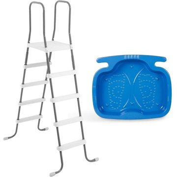 Intex Piscine - Escalier de piscine 132 cm & Bain de pieds - blanc