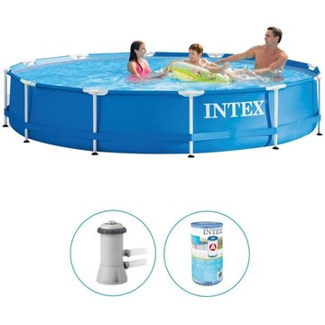Intex Piscine - Metal Frame - Piscine ronde avec pompe de filtration - 366x76 cm - Intérieure - Bleu