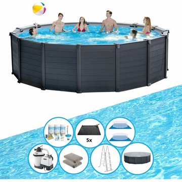 Intex Piscine Graphite Grey Panel avec accessoires 478x124 cm - Offrir
