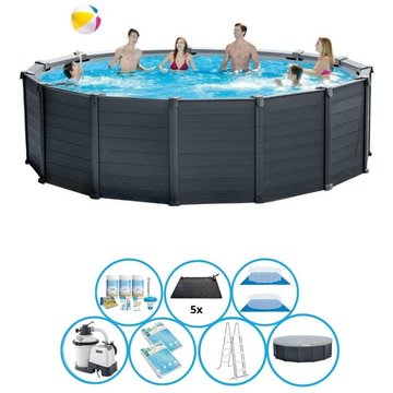 Intex Piscine - Graphite Grey Panel - Ensemble de piscine - 478x124 cm - Gris