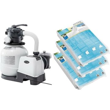 Intex Piscine - Pompe filtre à sable 7900 L/h & Billes de verre 75 kg - blanche