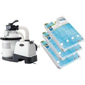 Intex Piscine - Pompe filtre à sable 5700 L/h & Billes de verre 75 kg - blanche