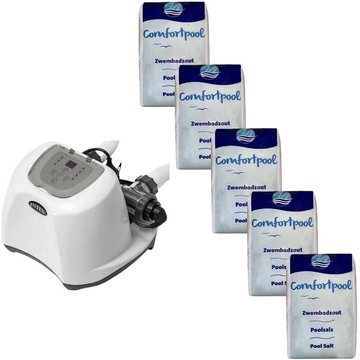 Intex Piscine - Système d'eau salée 26670GS & Sel de piscine 100 kg - blanc