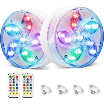 Jardin piscine AYYQH Lumière led de plongée, lumière sous-marine IP68 étanche multicolore led avec 2 télécommandes (lot de 2)
