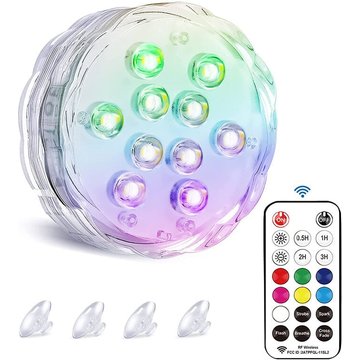 Jardin piscine Lumière led Submersible, IP68 Aimant Lampes Sous-Marines, rgbw Changement Contrôlé par Télécommande , pour Aquarium, Base de Vase,