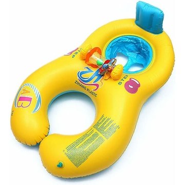 Piscine enfant Jaune - Flotteur de natation pour nouveau-né mère et bébé avec auvent gonflable pour parasol, anneau de natation, (bateau à double