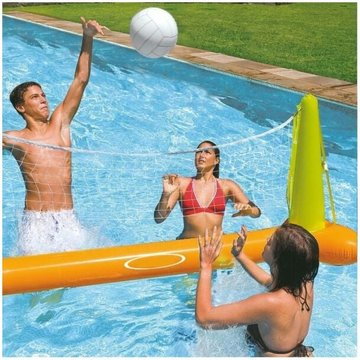 Trade Shop Traesio - Jeu de volley-ball pour piscine avec filet gonflable et ballon 239 x 64 x 91 cm